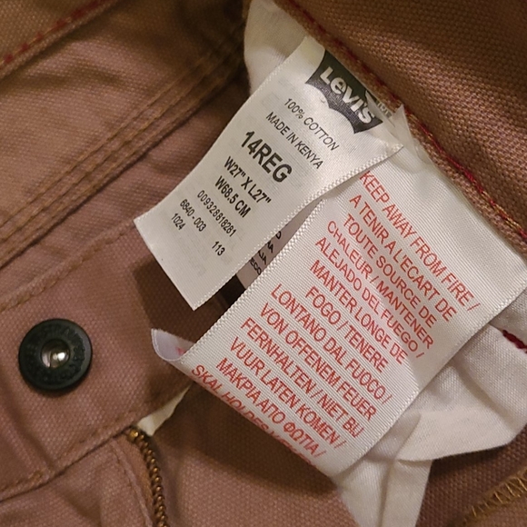 SOLD Levi's Boy's Slim Straight Tan Khaki Pants Size 14 NWT - Picture 5 of 7